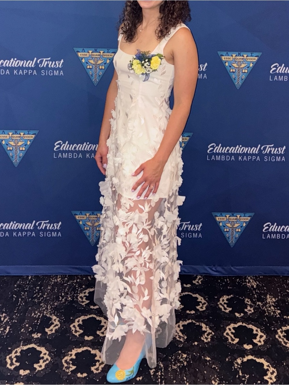 Show Me Your MuMu Stephanie white floral appliqué dress bridal s small maxi